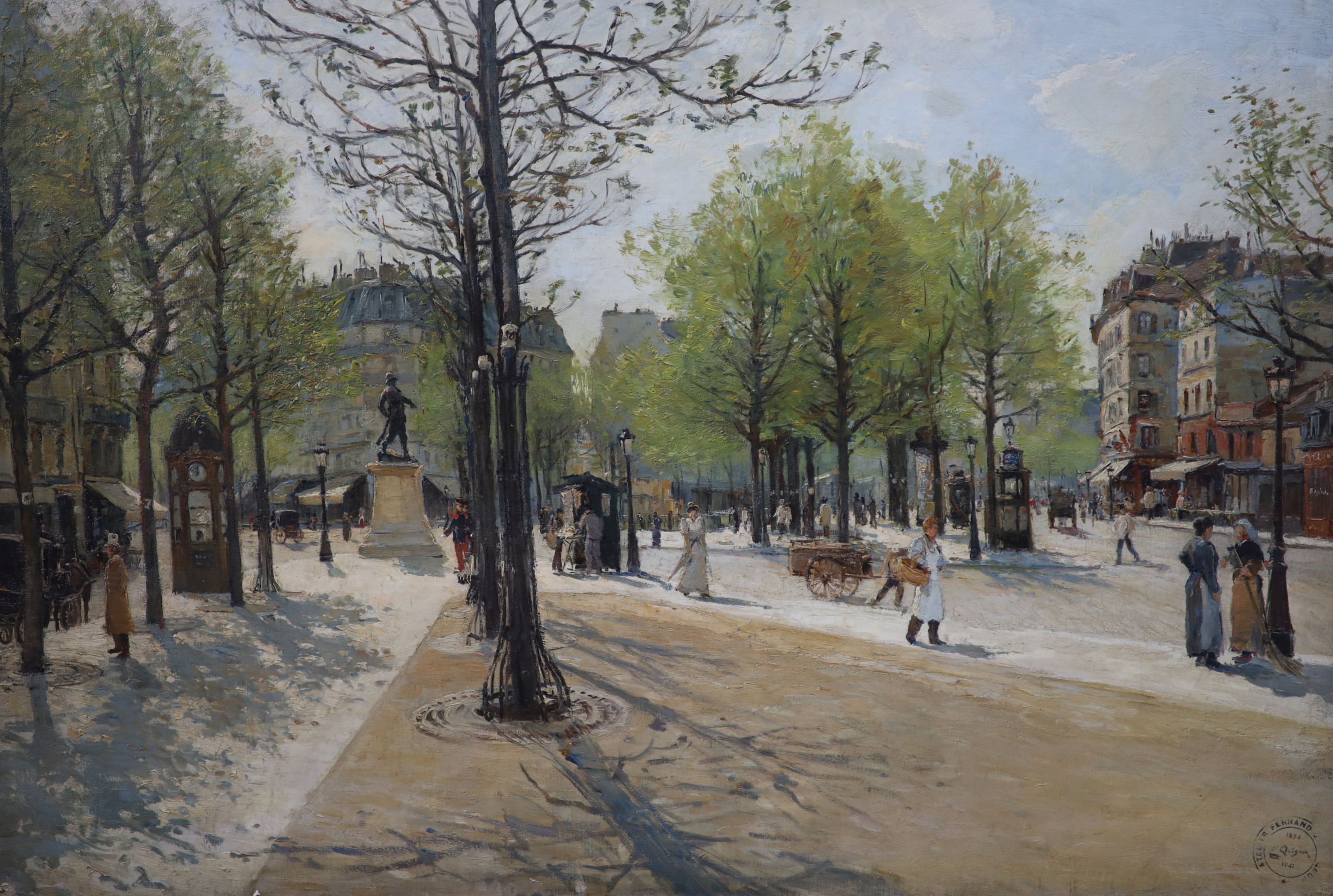 Fernand Quignon (French, 1854-1941), Boulevard Richard Lenoir, Oil on canvas, 47 x 69cm.